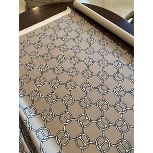 Rare HERMES Dedar Finish Fabric Fils D'Argent Taupe Chain Link 4.97 Yards NWT